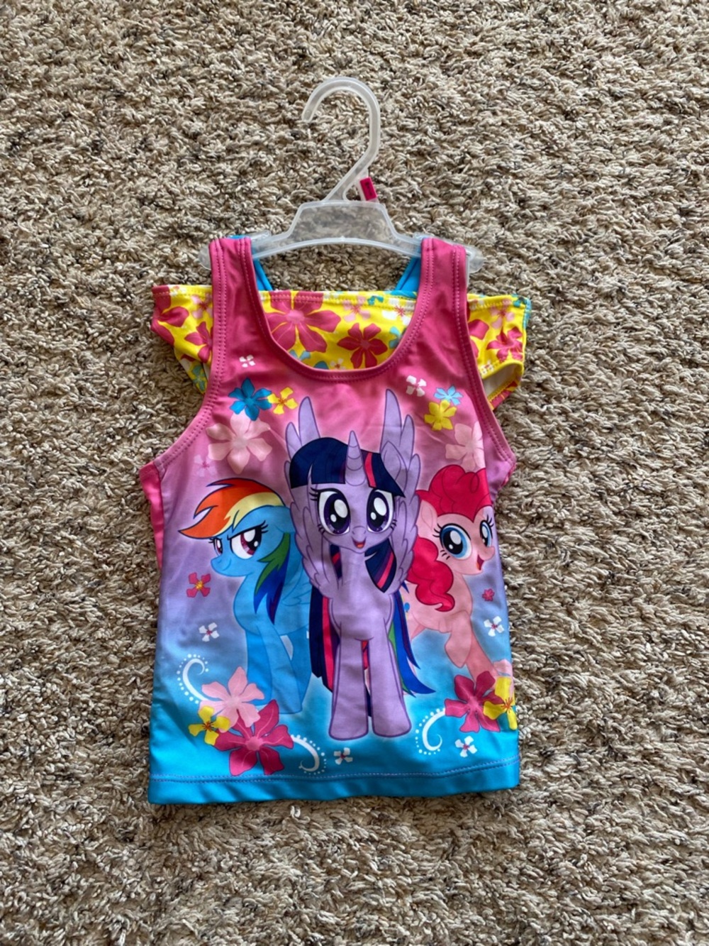 My Little Pony Swim Tankini Top with Yellow Floral Ruffle